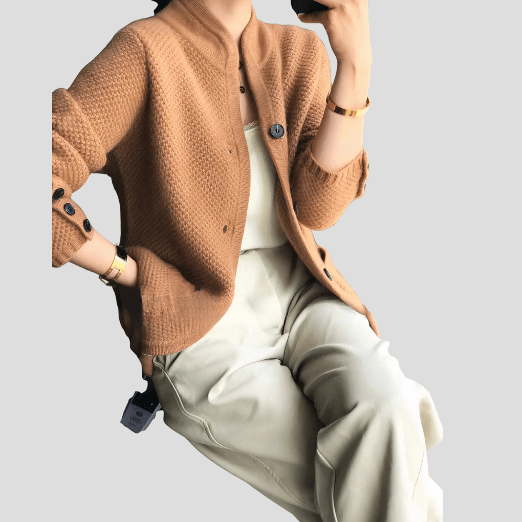 Primadon Pullover & Strickjacken Kamel-a / Einheitsgröße Clara | Eleganter Kaschmir-Cardigan für Damen schmal