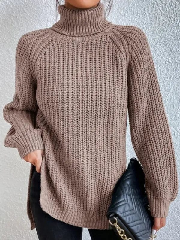 Primadon Pullover & Strickjacken Khaki / S Helena | Eleganter Rollkragenpullover für Damen Schwarz