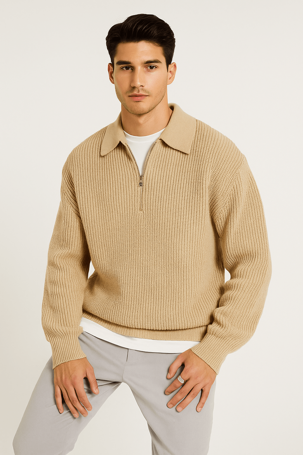 Primadon Pullover & Strickjacken Khaki / S Jaro atmungsaktiver Jacquardpullover für Herren Herbst