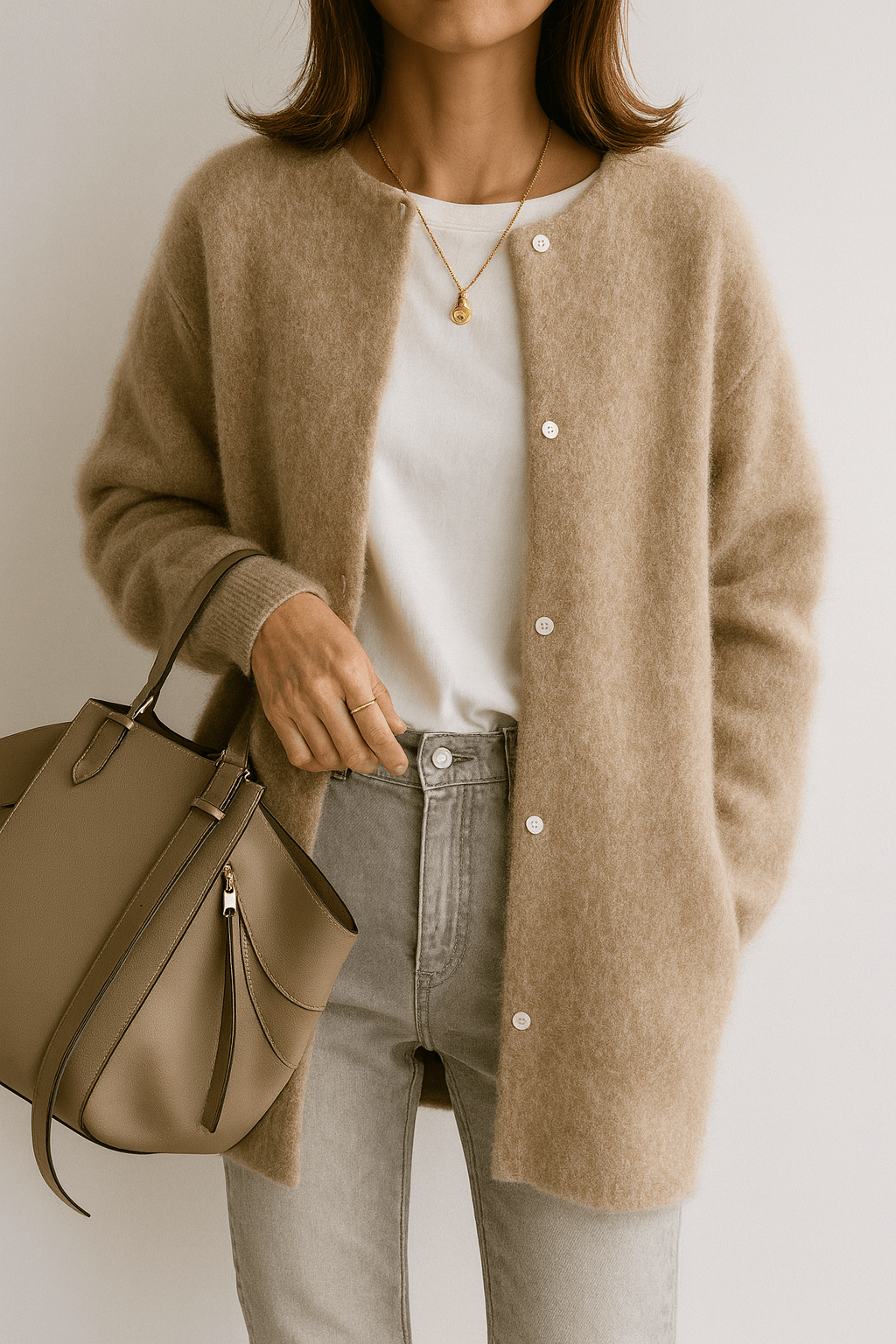 Primadon Pullover & Strickjacken Khaki / XS Clara | Elegante Strickjacke für Damen Oversize Herbst