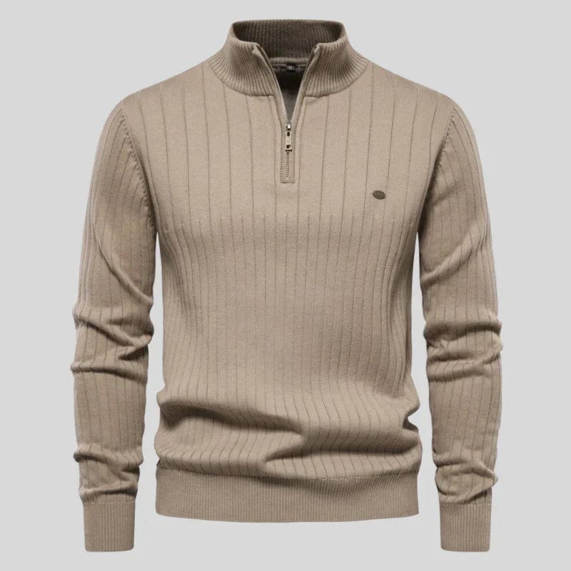 Primadon Pullover & Strickjacken Khaki / XS Philipp | Eleganter Herrenpullover mit Reißverschluss Winter