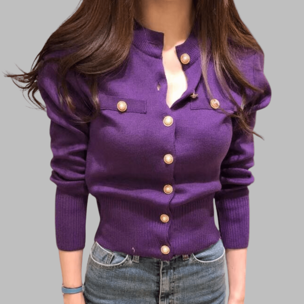 Primadon Pullover & Strickjacken Lila / EINE GRÖSSE Eleganter Cardigan für Damen aus weichem Strickstoff Sommer atmungsaktiv vielseitig