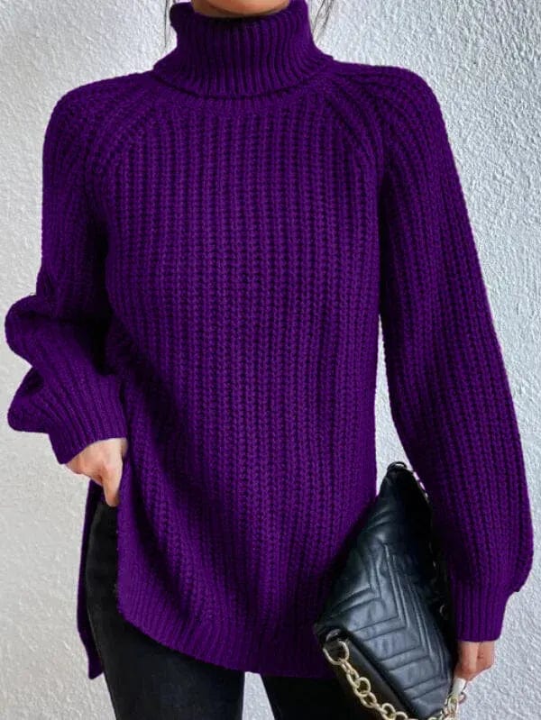 Primadon Pullover & Strickjacken Lila / S Helena | Eleganter Rollkragenpullover für Damen Schwarz