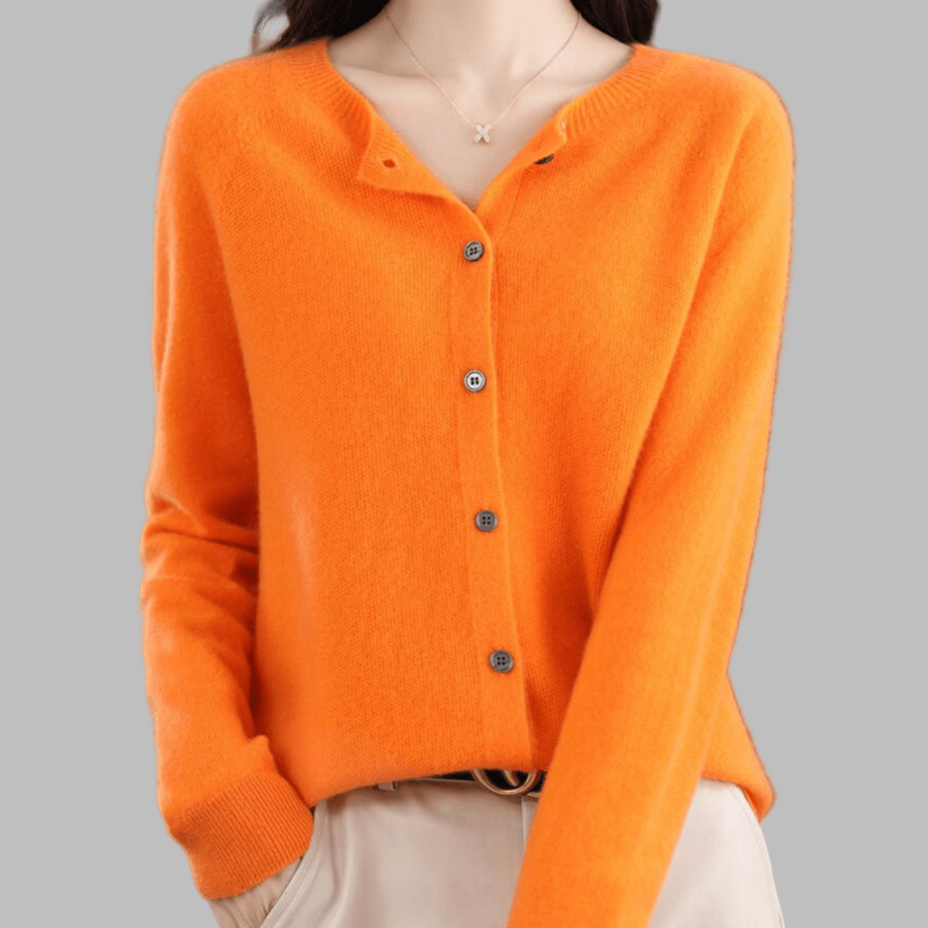 Primadon Pullover & Strickjacken Orange / S Eleganter Cardigan für Damen aus Merinowolle und Kaschmir Herbst Winter