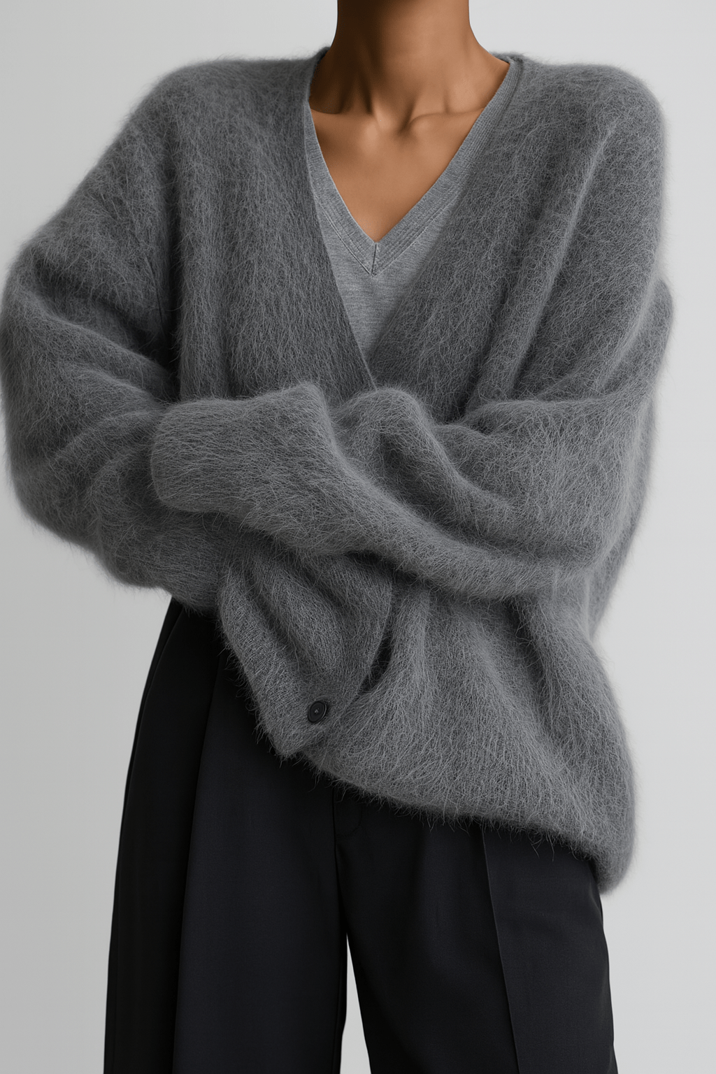 Primadon Pullover & Strickjacken Platin Grau / S Eleganter Cardigan für Damen aus Kaschmir weich vielseitig Herbst Winter
