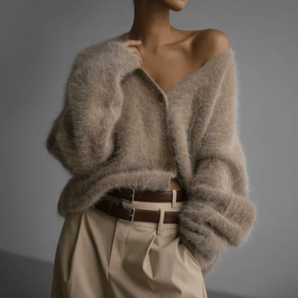 Primadon Pullover & Strickjacken Romy | Flauschige Strickjacke für Damen Oversize Herbst