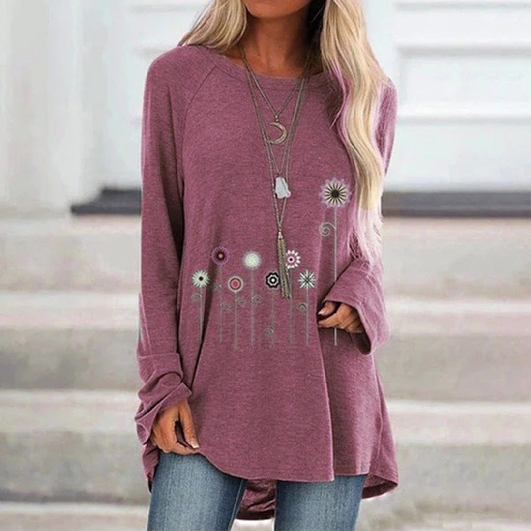 Primadon Pullover & Strickjacken Rosa / S Elegantes Sweatshirt für Damen mit 3D-Blumenstickerei atmungsaktiv