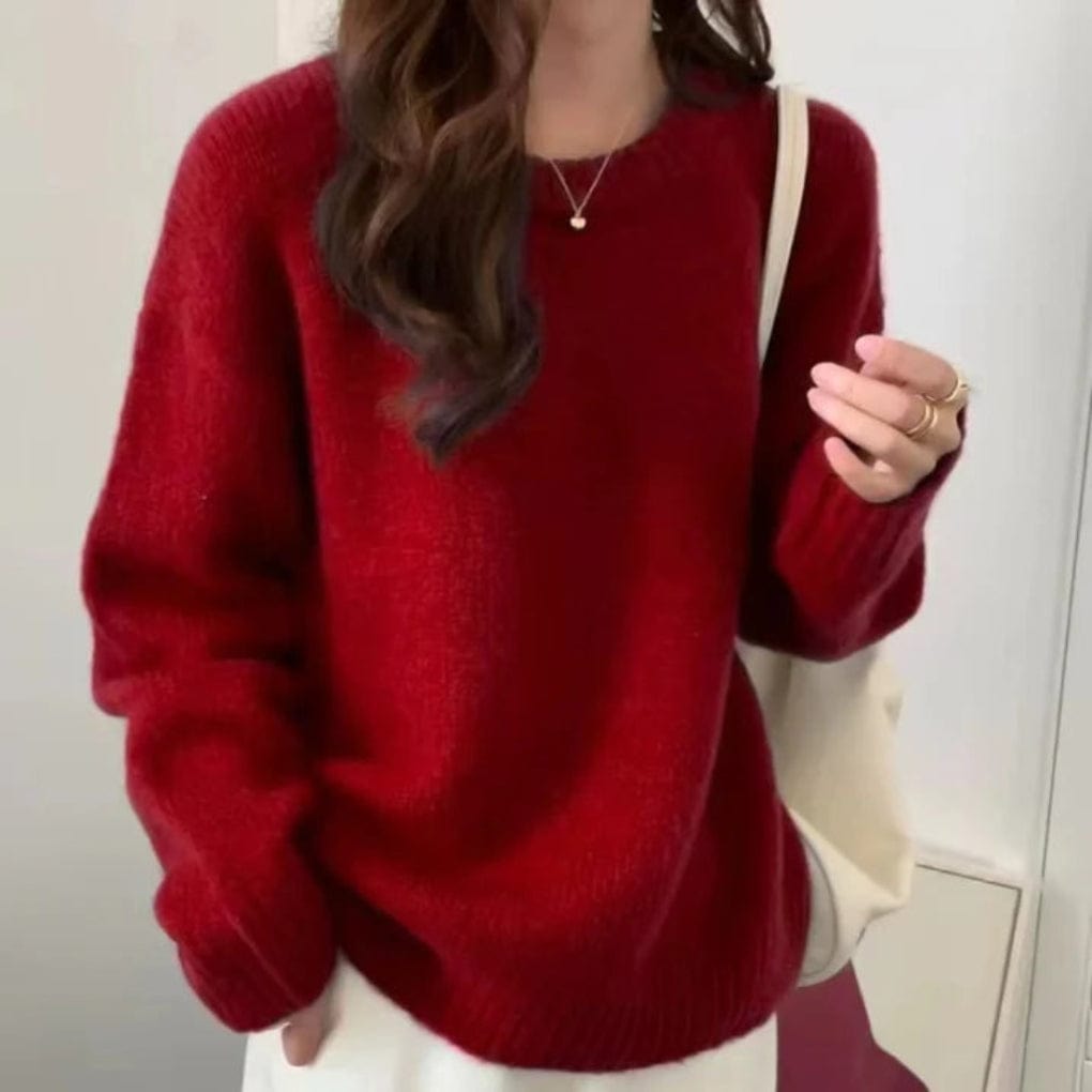 Primadon Pullover & Strickjacken Rot-a / Einheitsgröße Clara | Lässiger Oversize-Pullover für Damen Warm Winter