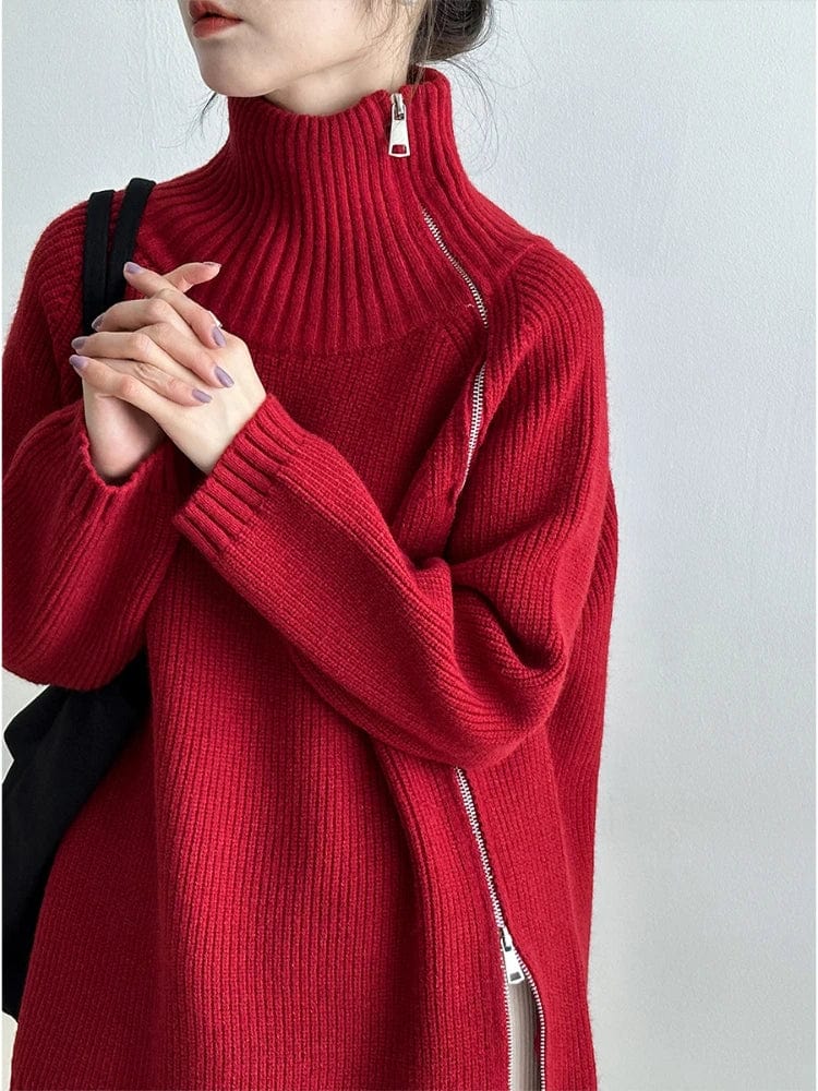 Primadon Pullover & Strickjacken Rot / Einheitsgröße Clara Damen Weste | Atmungsaktives Rippendesign, Praktischer Reißverschluss