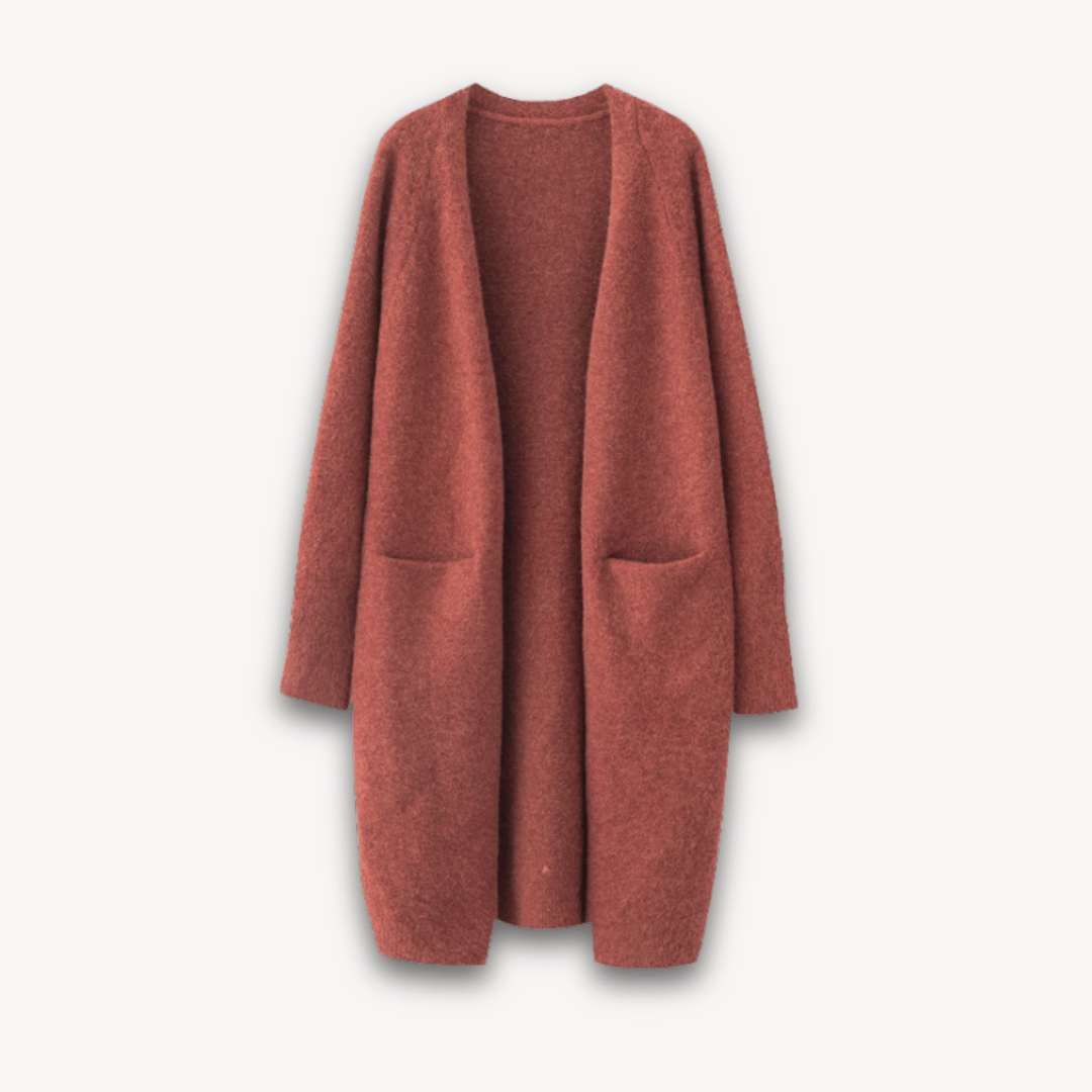 Primadon Pullover & Strickjacken Rot / S Clara | Elegante Strickjacke Damen lang aus weichem Strick