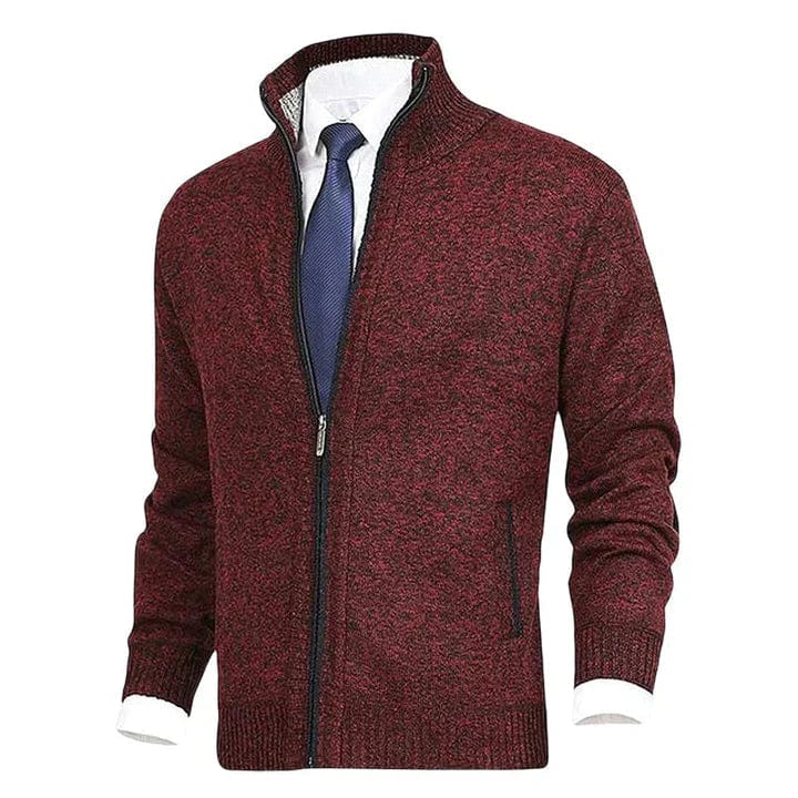 Primadon Pullover & Strickjacken Rot / S Lässiger Strickcardigan für Herren mit Reißverschluss und Taschen aus Baumwollmischung Herbst