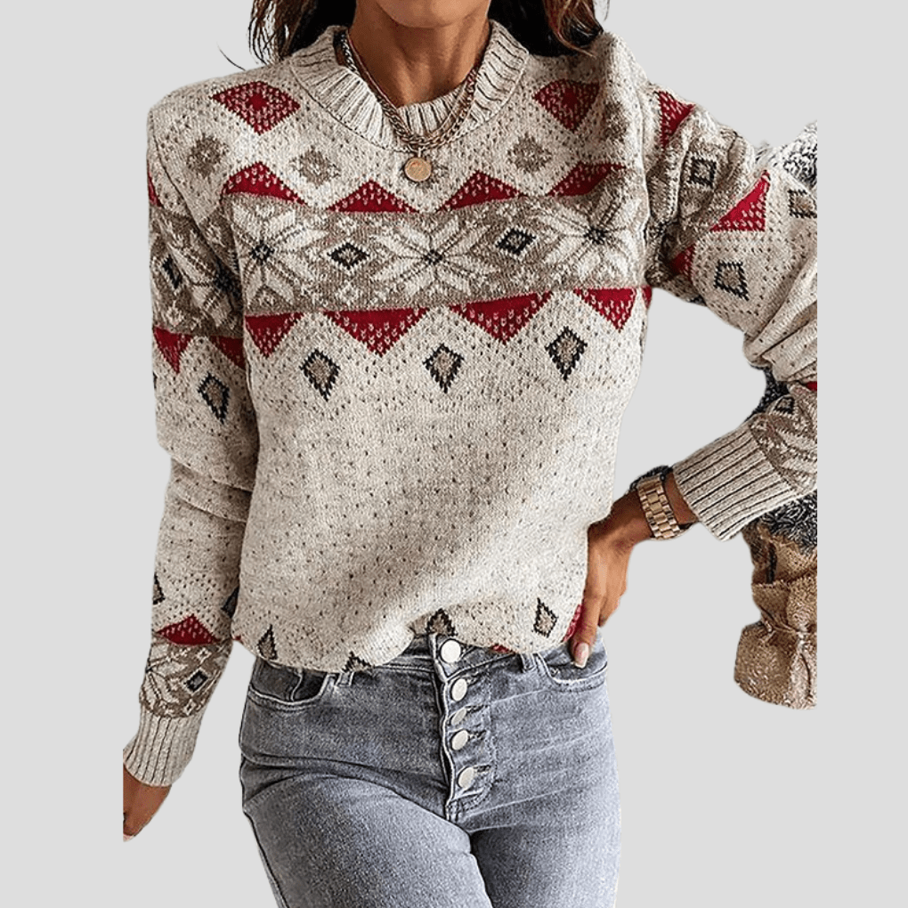 Primadon Pullover & Strickjacken S Clara | Lässiger Damenpullover mit Geometrischem Print