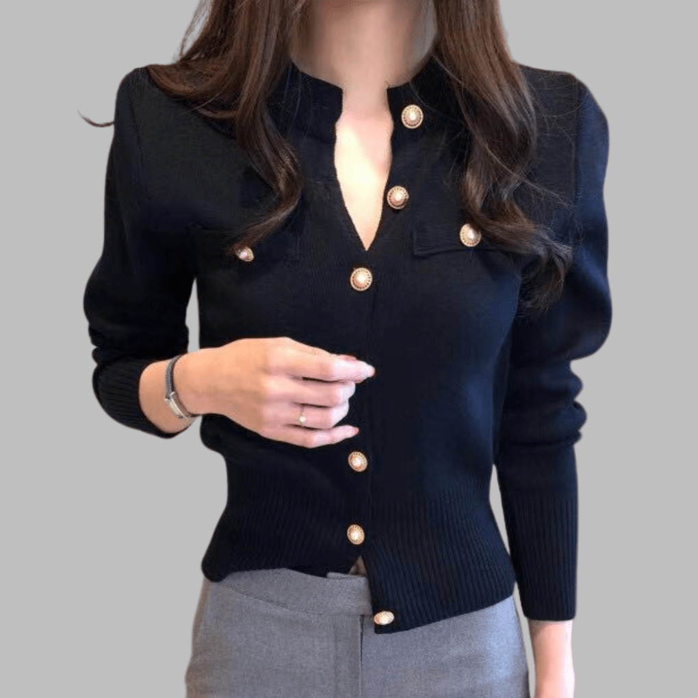 Primadon Pullover & Strickjacken Schwarz / EINE GRÖSSE Eleganter Cardigan für Damen aus weichem Strickstoff Sommer atmungsaktiv vielseitig