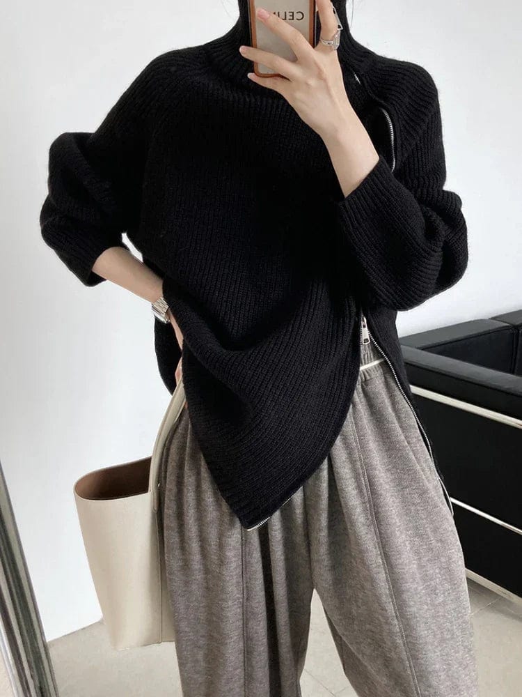 Primadon Pullover & Strickjacken Schwarz / Einheitsgröße Clara Damen Weste | Atmungsaktives Rippendesign, Praktischer Reißverschluss