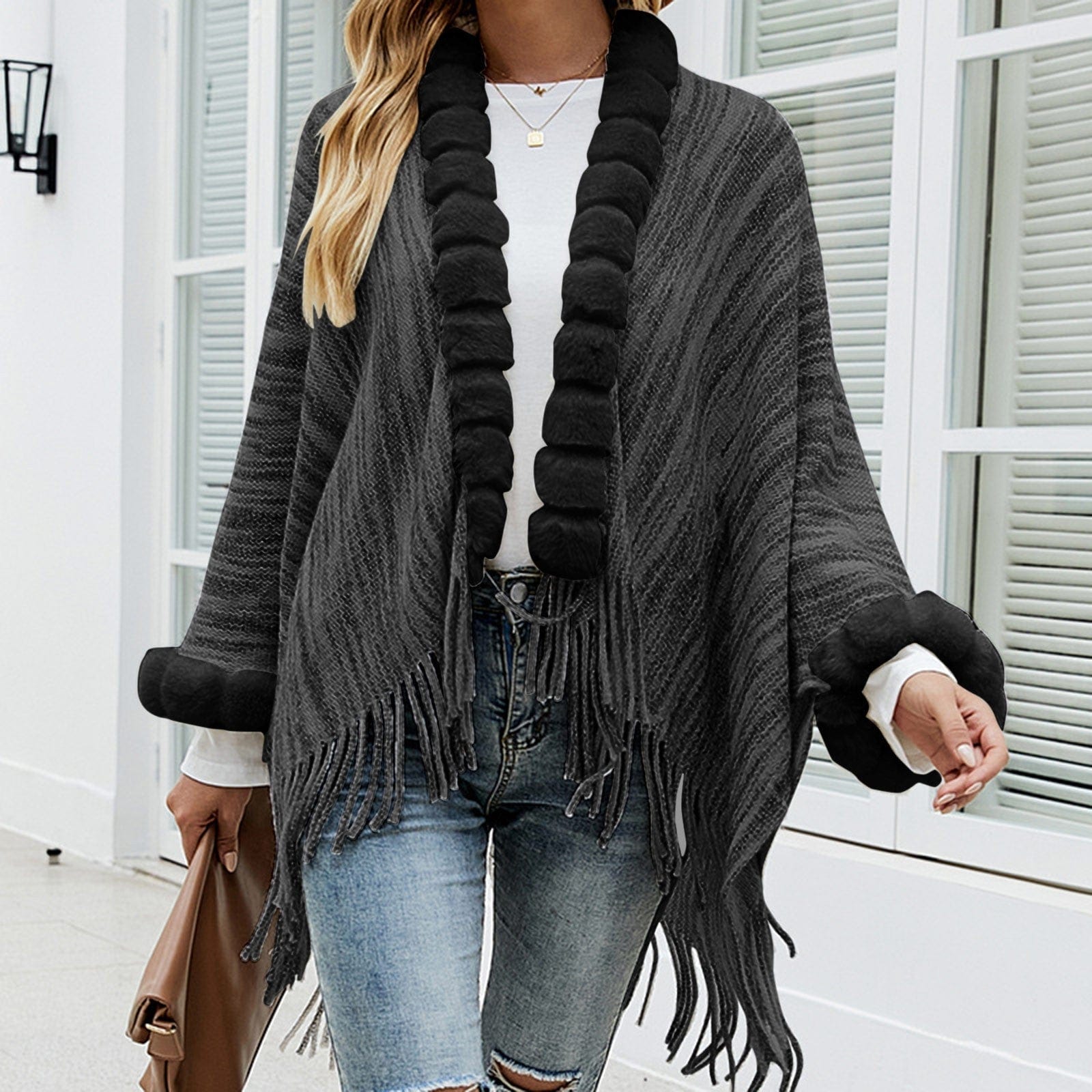 Primadon Pullover & Strickjacken Schwarz / Einheitsgröße Fannie Damen Strickjacke | Stilvoller Cardigan aus Weichem, Atmungsaktivem Stoff