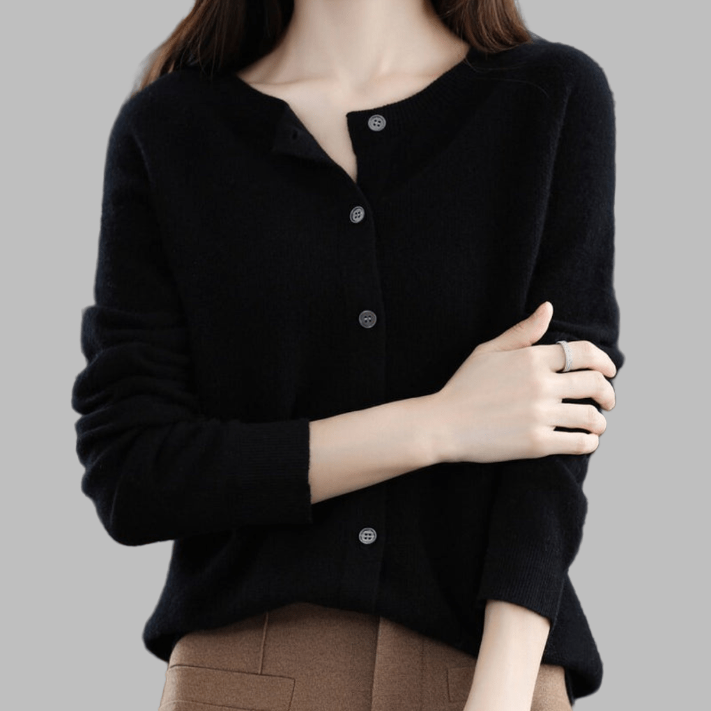 Primadon Pullover & Strickjacken Schwarz / S Eleganter Cardigan für Damen aus Merinowolle und Kaschmir Herbst Winter
