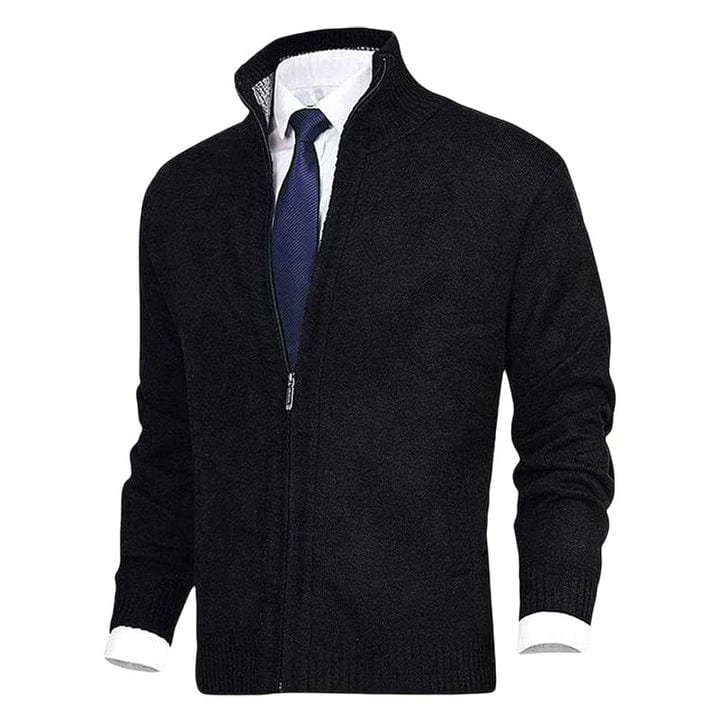 Primadon Pullover & Strickjacken Schwarz / S Lässiger Strickcardigan für Herren mit Reißverschluss und Taschen aus Baumwollmischung Herbst
