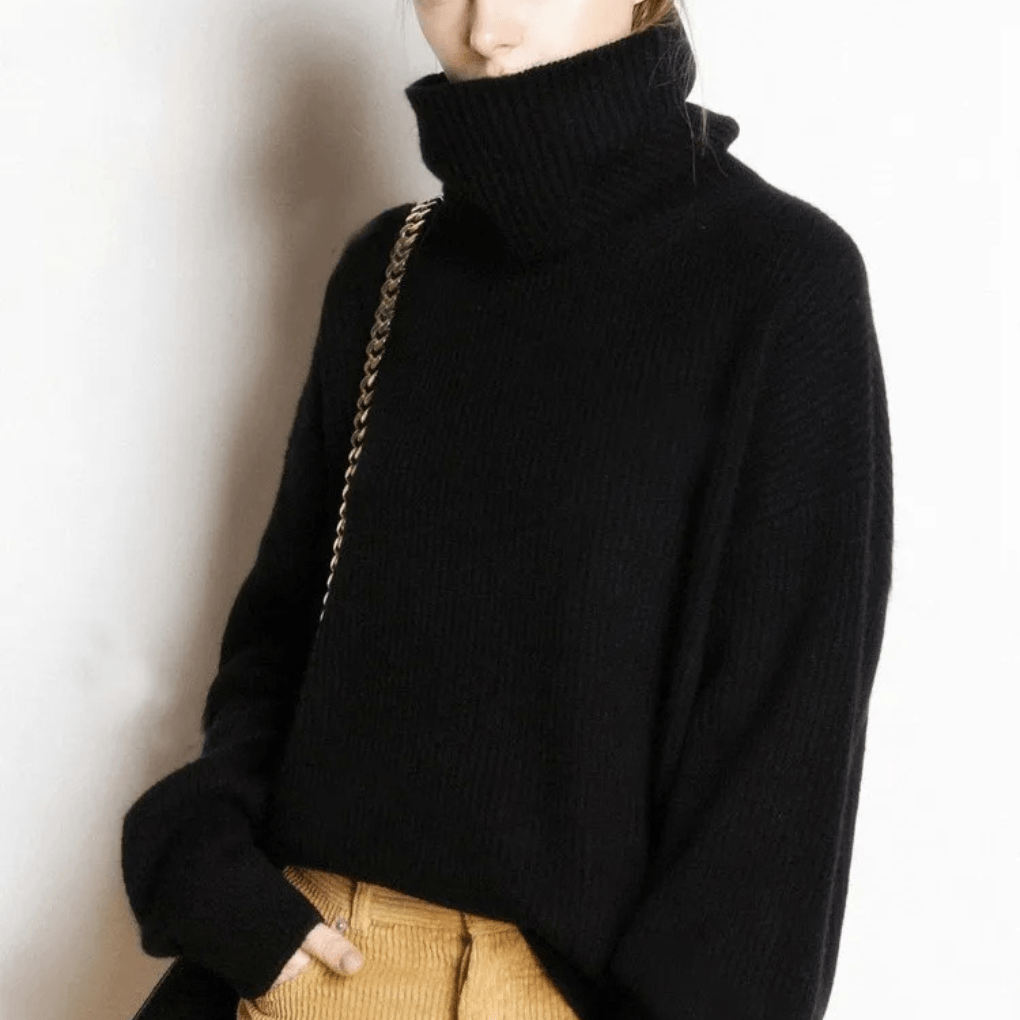 Primadon Pullover & Strickjacken Schwarz / S Weicher Rollkragenpullover für Damen übergroß kuschelig Herbst Winter