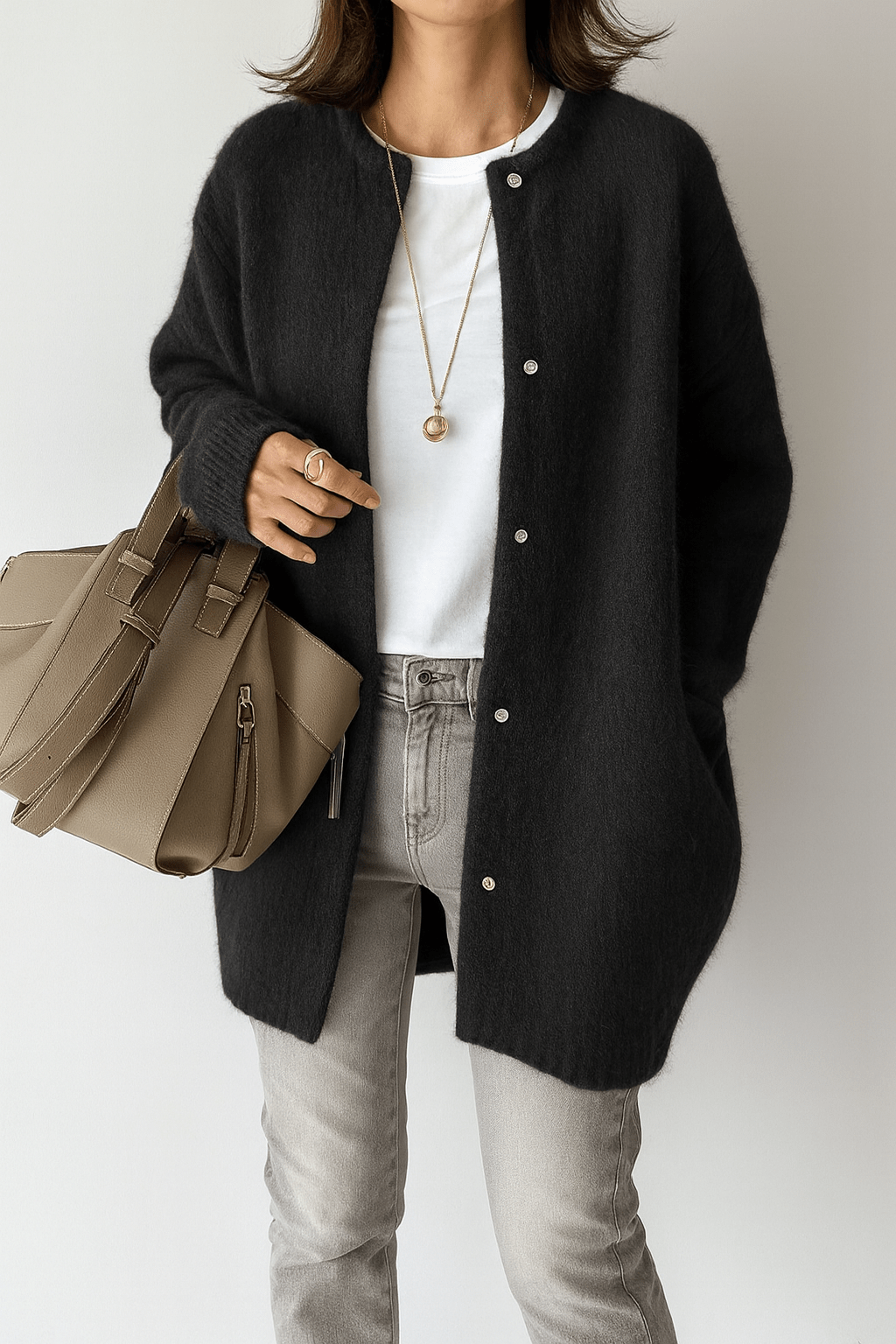 Primadon Pullover & Strickjacken Schwarz / XS Clara | Elegante Strickjacke für Damen Oversize Herbst