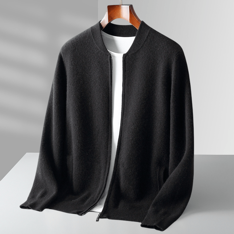 Primadon Pullover & Strickjacken Schwarz / XS Fairmont | Eleganter Wollzipper für Herren leicht