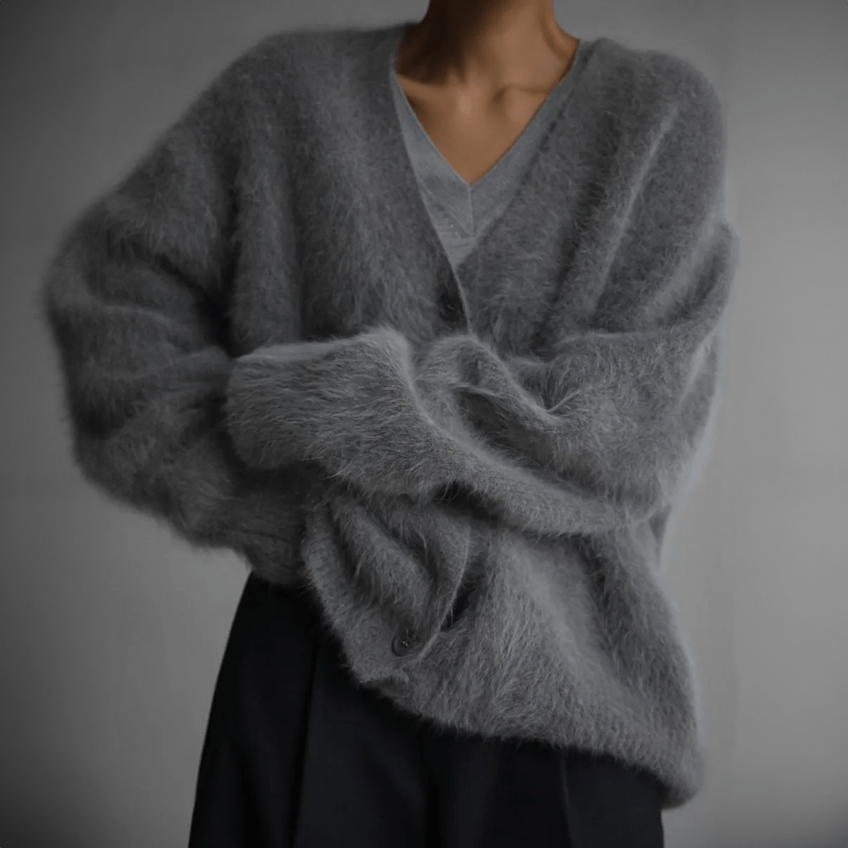 Primadon Pullover & Strickjacken Sterling grau / S Romy | Flauschige Strickjacke für Damen Oversize Herbst
