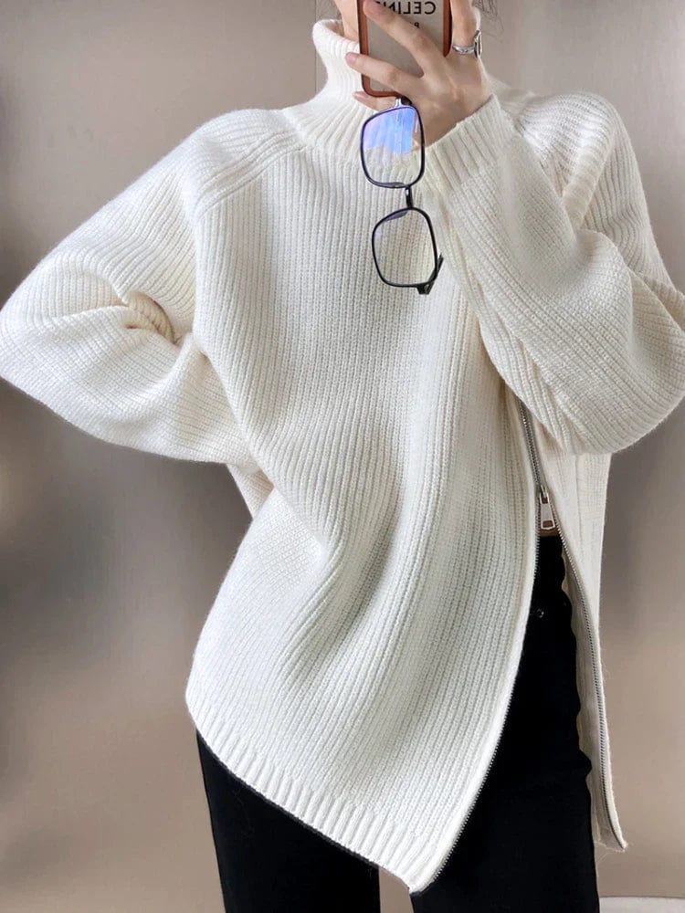 Primadon Pullover & Strickjacken Weiß / Einheitsgröße Clara Damen Weste | Atmungsaktives Rippendesign, Praktischer Reißverschluss