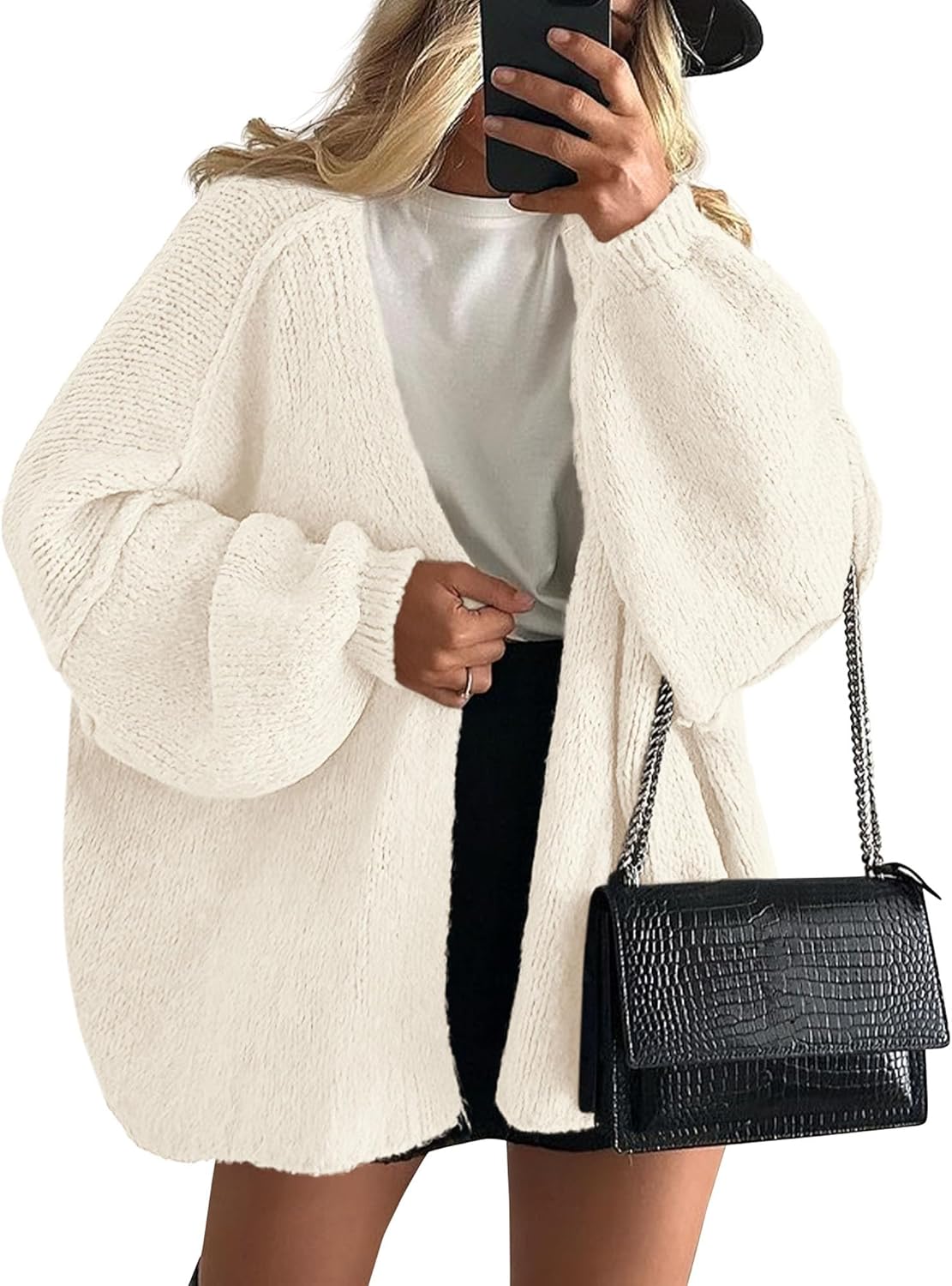Primadon Pullover & Strickjacken Weiß / S Lara | Lässige Strickjacke für Damen Oversize Gemütlich