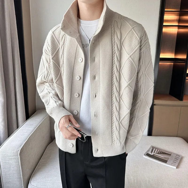 Primadon Pullover & Strickjacken Weiß / S Valentin | Eleganter Strickcardigan für Herren Winter