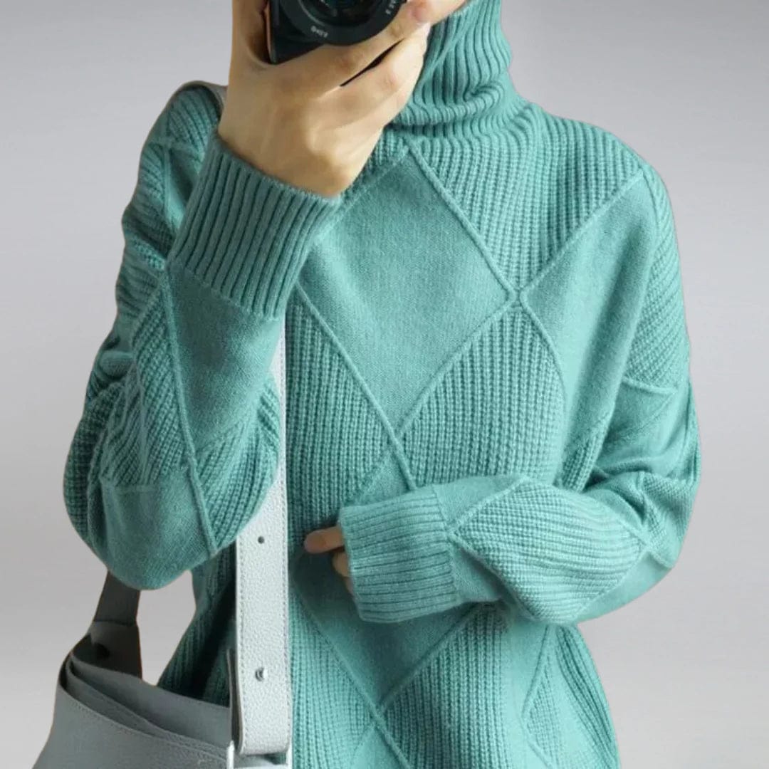 Primadon Pullover Türkis / S Eleganter Rollkragenpullover für Damen aus Kaschmirmix ganzjährig warm