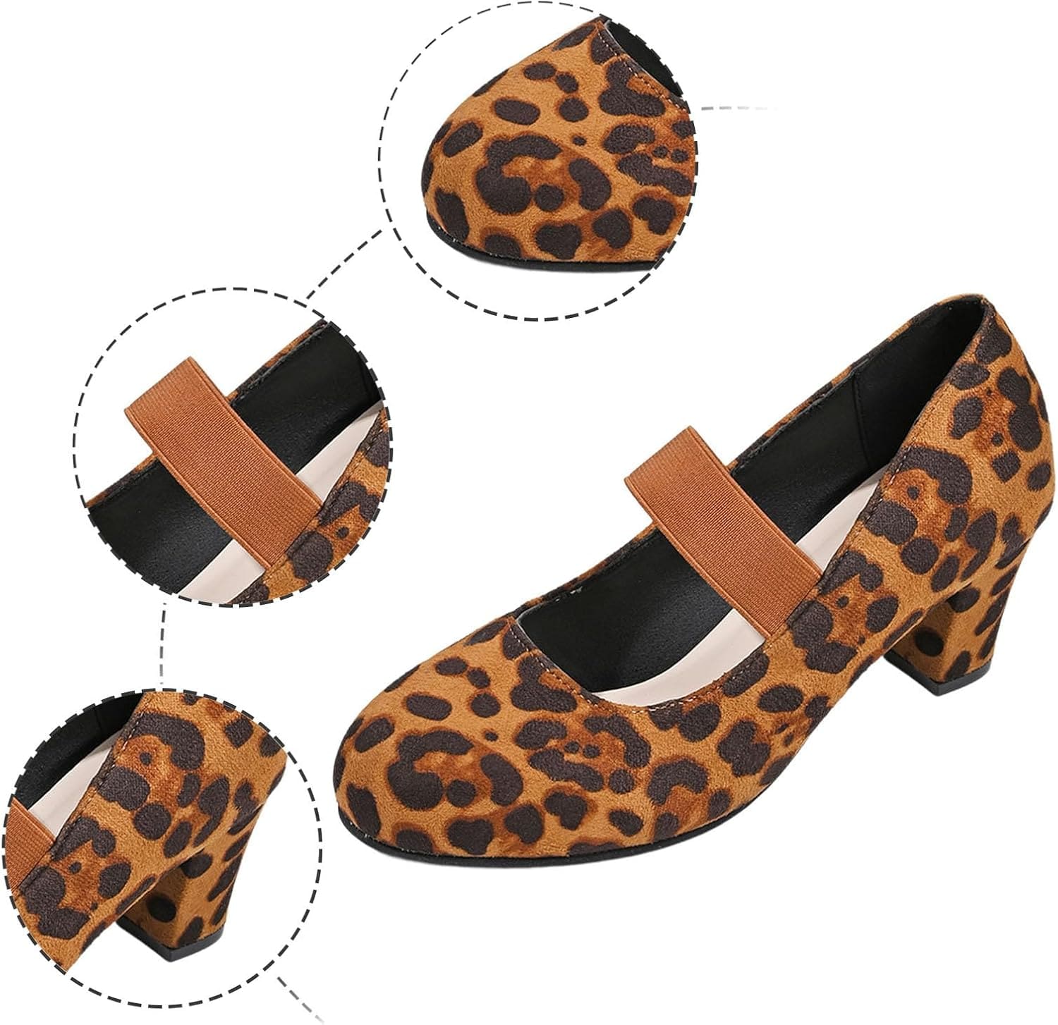 Primadon Pumpen Amelie | Bequeme Pumps Schwarz für Damen mit Elastikriemen