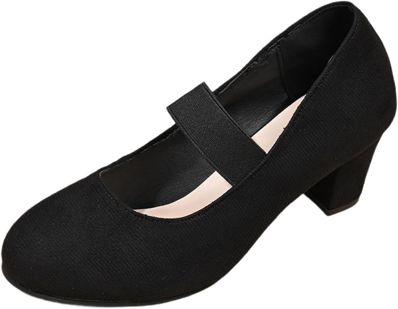 Primadon Pumpen Schwarz / 35 Amelie | Bequeme Pumps Schwarz für Damen mit Elastikriemen