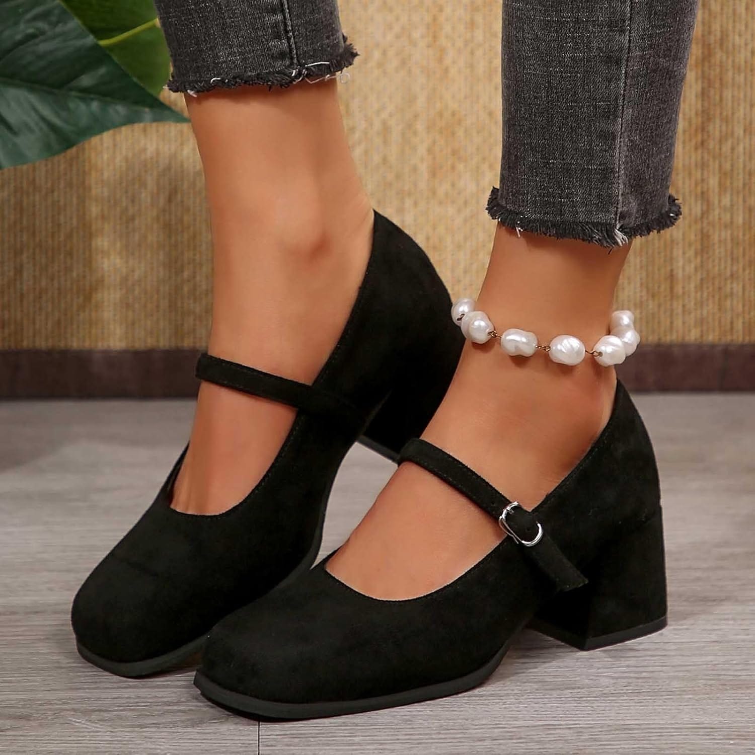 Primadon Pumpen Schwarz / 35 Lena | Elegante Wildlederpumps für Damen mit Schnalle