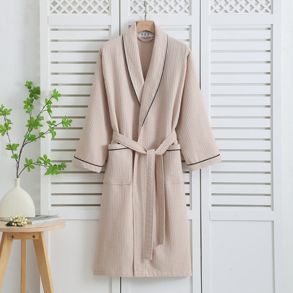 Primadon Roben Khaki / M Atmungsaktiver Kimono-Bademantel für Unisex leicht Baumwolle Frühling Sommer