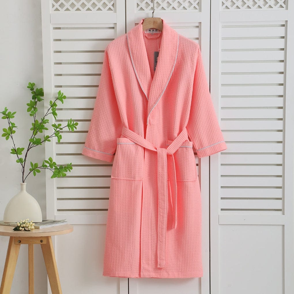 Primadon Roben Rosa / M Atmungsaktiver Kimono-Bademantel für Unisex leicht Baumwolle Frühling Sommer