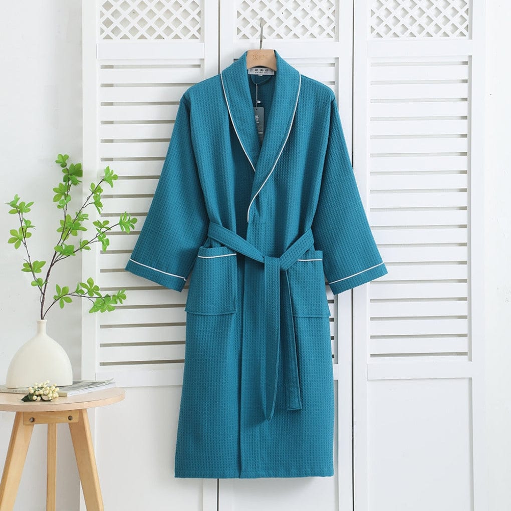Primadon Roben Türkis / M Atmungsaktiver Kimono-Bademantel für Unisex leicht Baumwolle Frühling Sommer