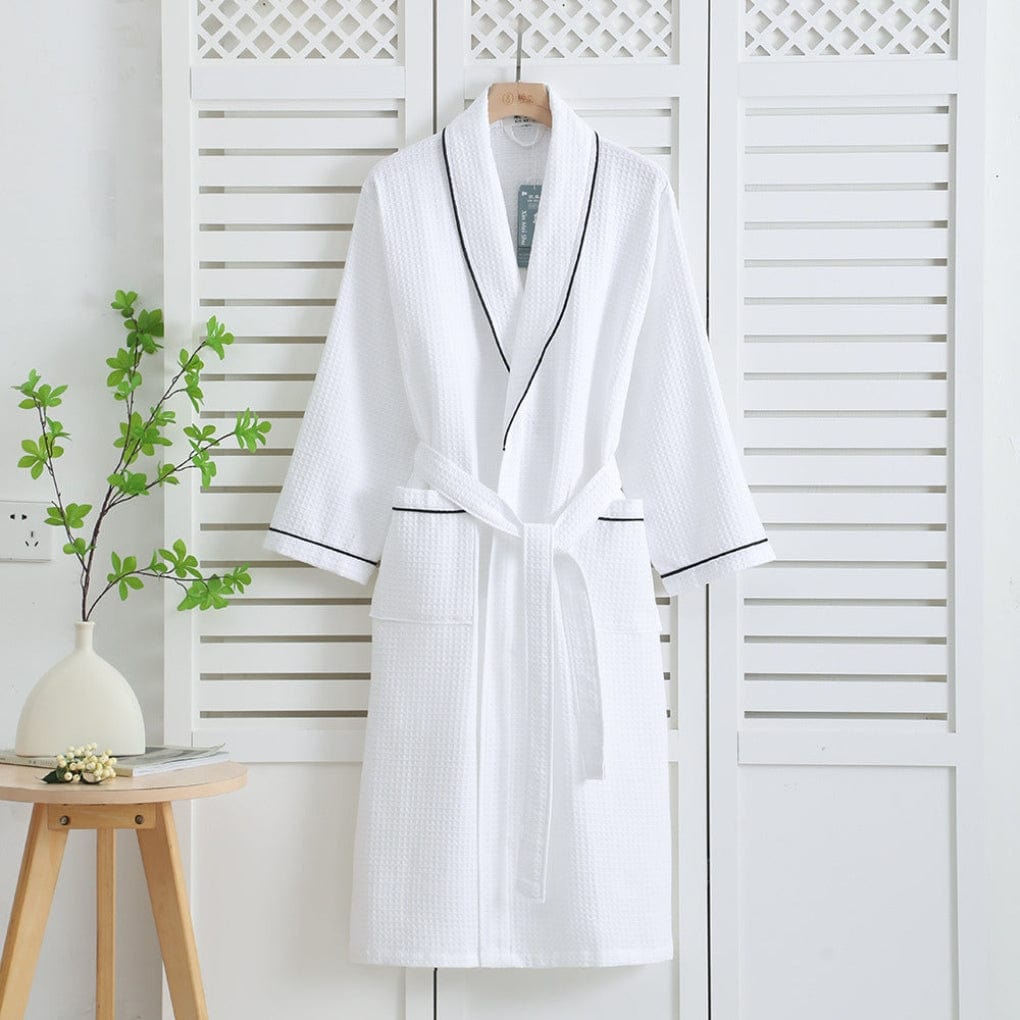 Primadon Roben Weiß / M Atmungsaktiver Kimono-Bademantel für Unisex leicht Baumwolle Frühling Sommer