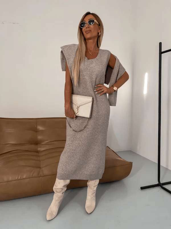 Primadon Rollkragenpullover Beige / S Nella elegantes Rollkragenpullover Set für Damen figurbetont