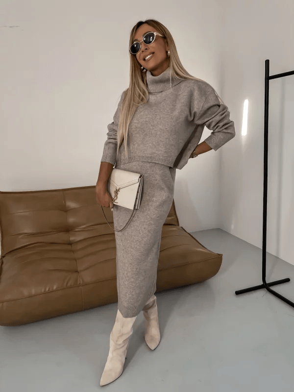 Primadon Rollkragenpullover Nella elegantes Rollkragenpullover Set für Damen figurbetont