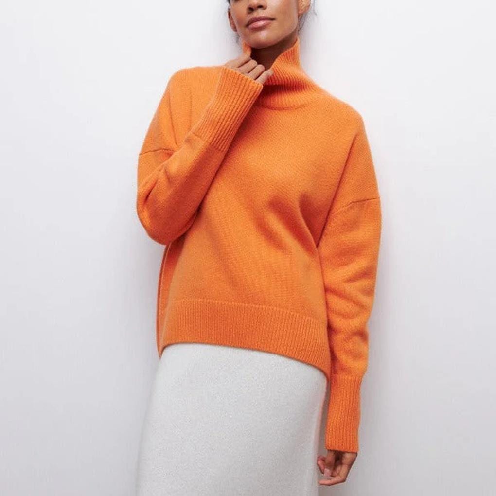 Primadon Rollkragenpullover Orange / S Clara | Eleganter Rollkragenpullover Damen Schwarz Winter