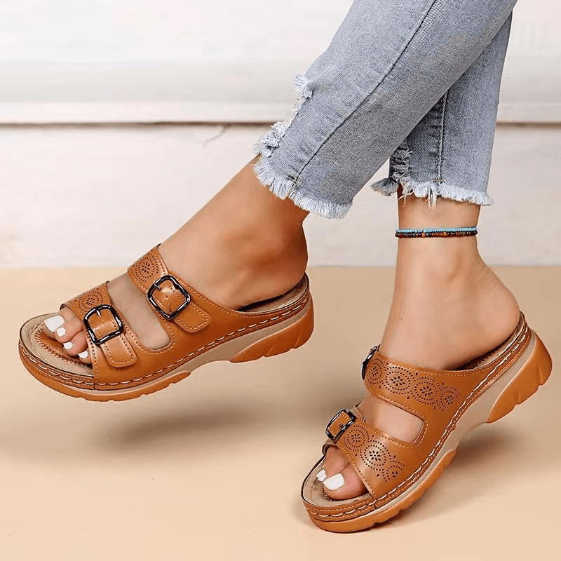 Primadon Sandalen Braun / 35 Laura | Bequeme Sandalen für Damen Sommer Atmungsaktiv