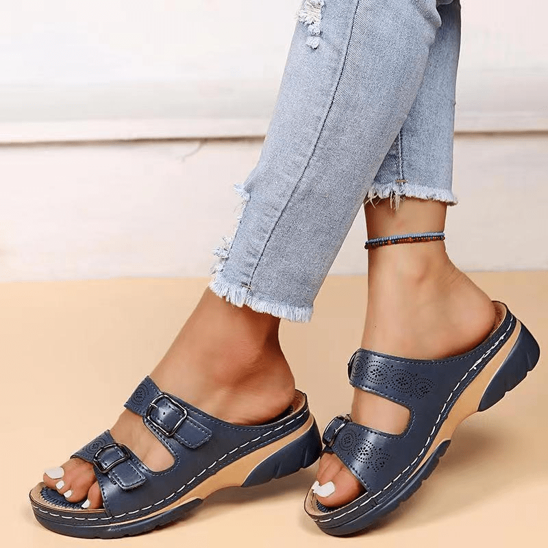 Primadon Sandalen Dunkelblau / 35 Laura | Bequeme Sandalen für Damen Sommer Atmungsaktiv