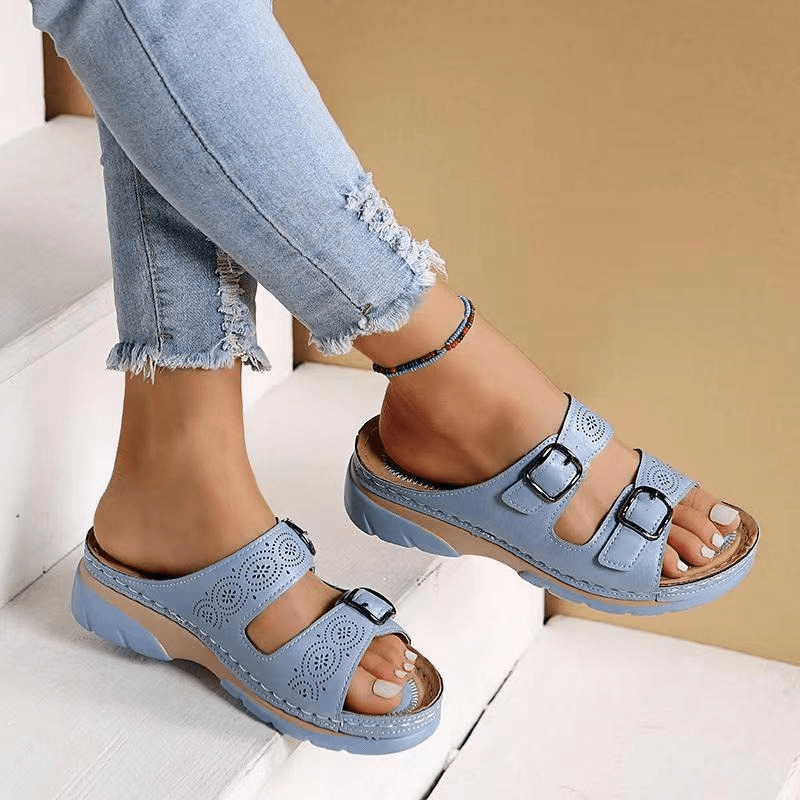 Primadon Sandalen Hellblau / 35 Laura | Bequeme Sandalen für Damen Sommer Atmungsaktiv