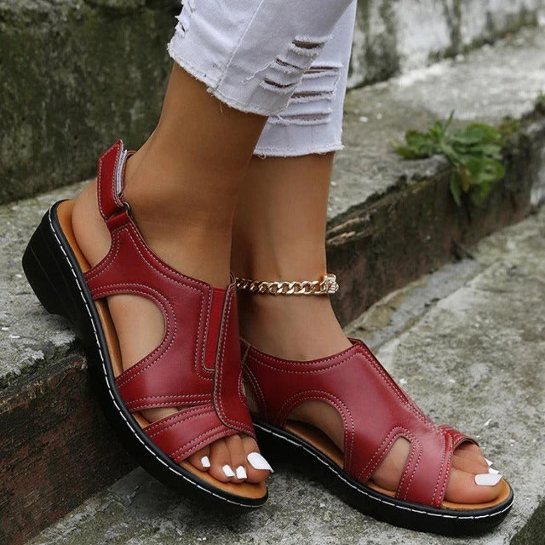 Primadon Sandalen Rot / 2.5 Lilia | Bequeme Orthopädische Sandalen für Damen Sommer