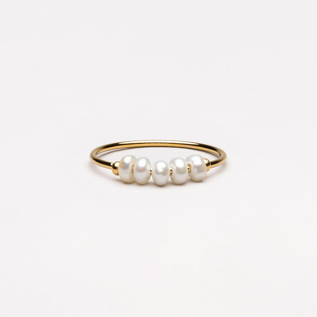 Primadon Schmuck 5 / Gold Isolde | Eleganter Perlenring Gold für Damen mit Süßwasserperlen