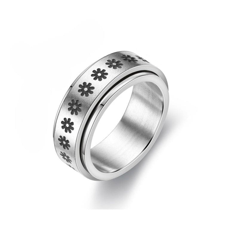 Primadon Schmuck Blumen / 6 Spincalm | Stilvoller Antistressring für Damen und Herren