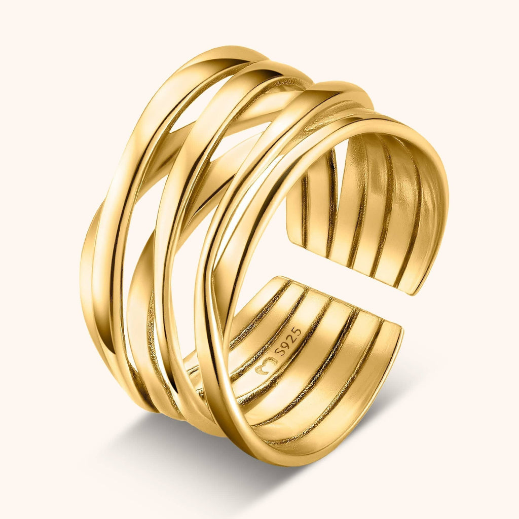 Primadon Schmuck Gold Nora | Eleganter Damenring Silber verstellbar für jeden Anlass