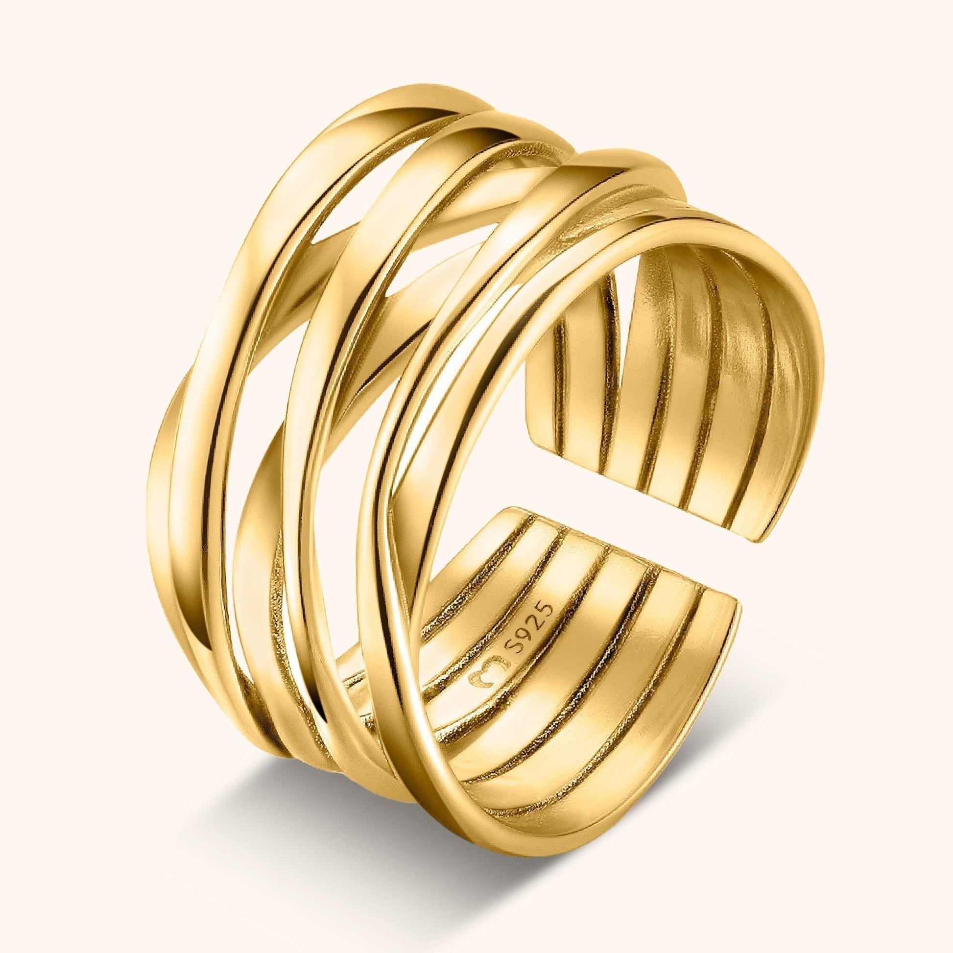 Primadon Schmuck Gold Nora | Eleganter Damenring Silber verstellbar für jeden Anlass
