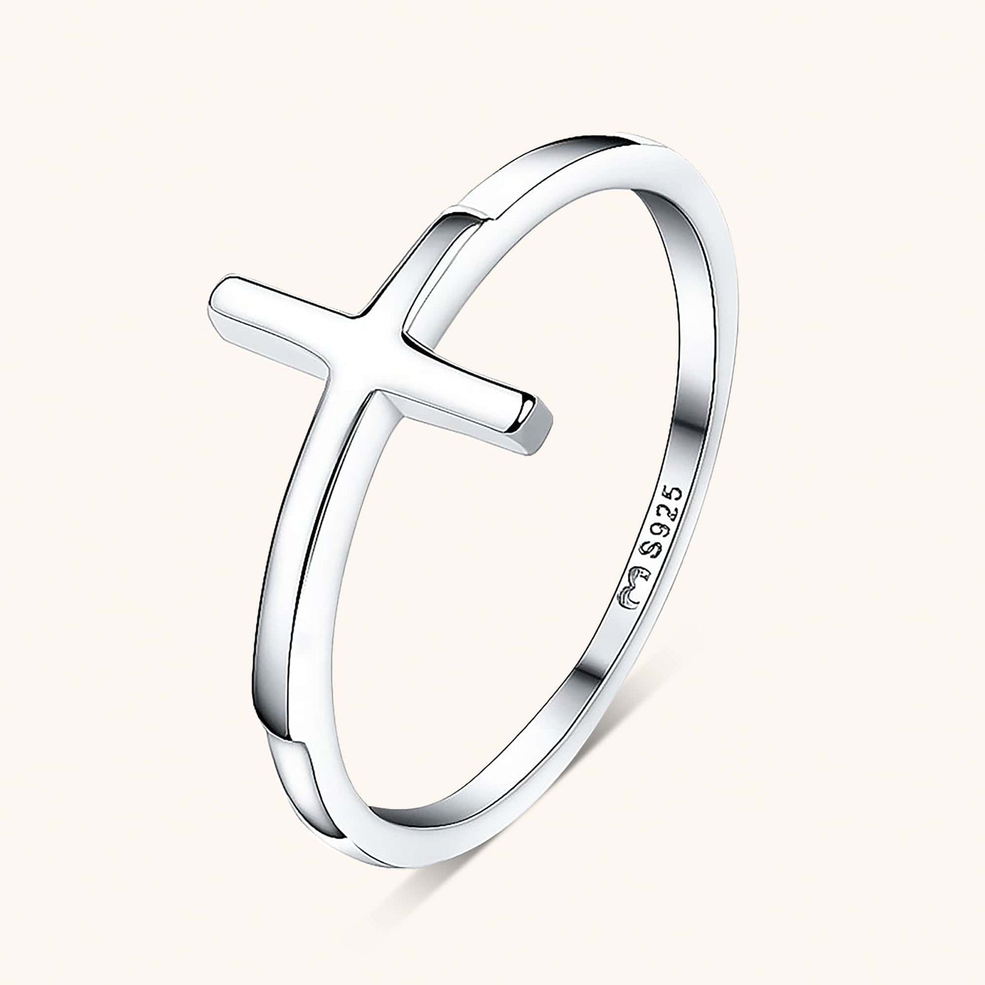 Primadon Schmuck Silber / 5 Amalia | Eleganter Damenring Silber mit Kreuzdetails