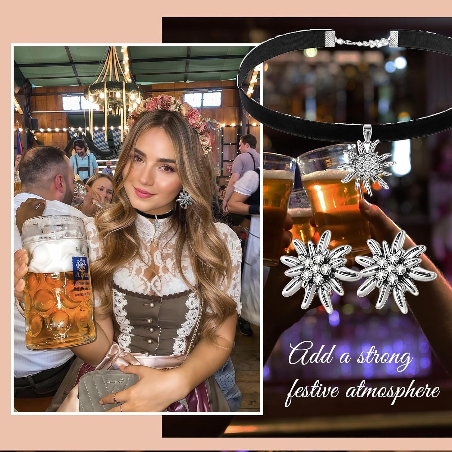 Primadon Schmucksets Default Amelie | Elegantes Edelweiß Schmuckset für Damen festlich
