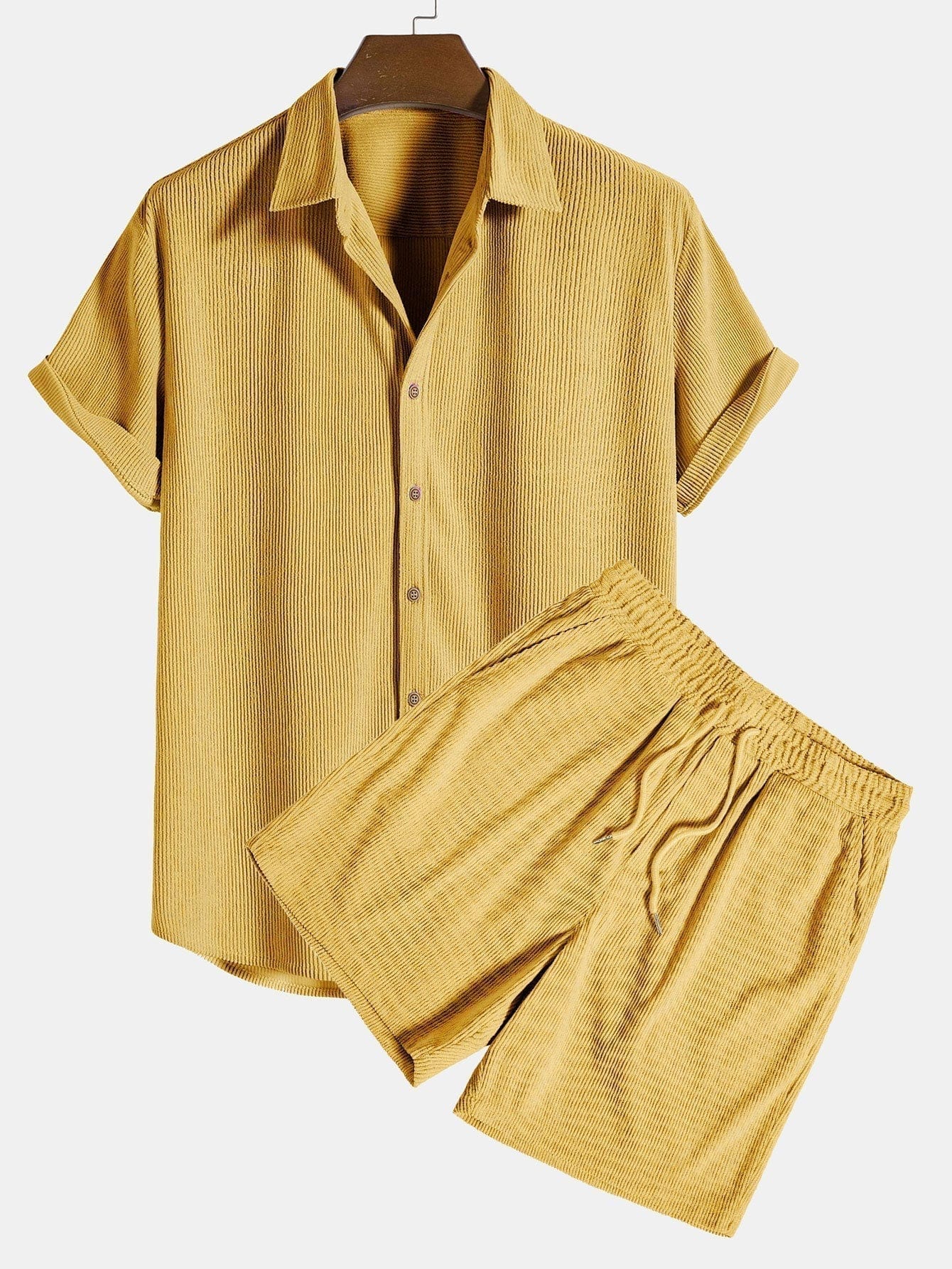 Primadon Sets Gelb / S Karo | lässiges Shorts-Set für Herren Sommer